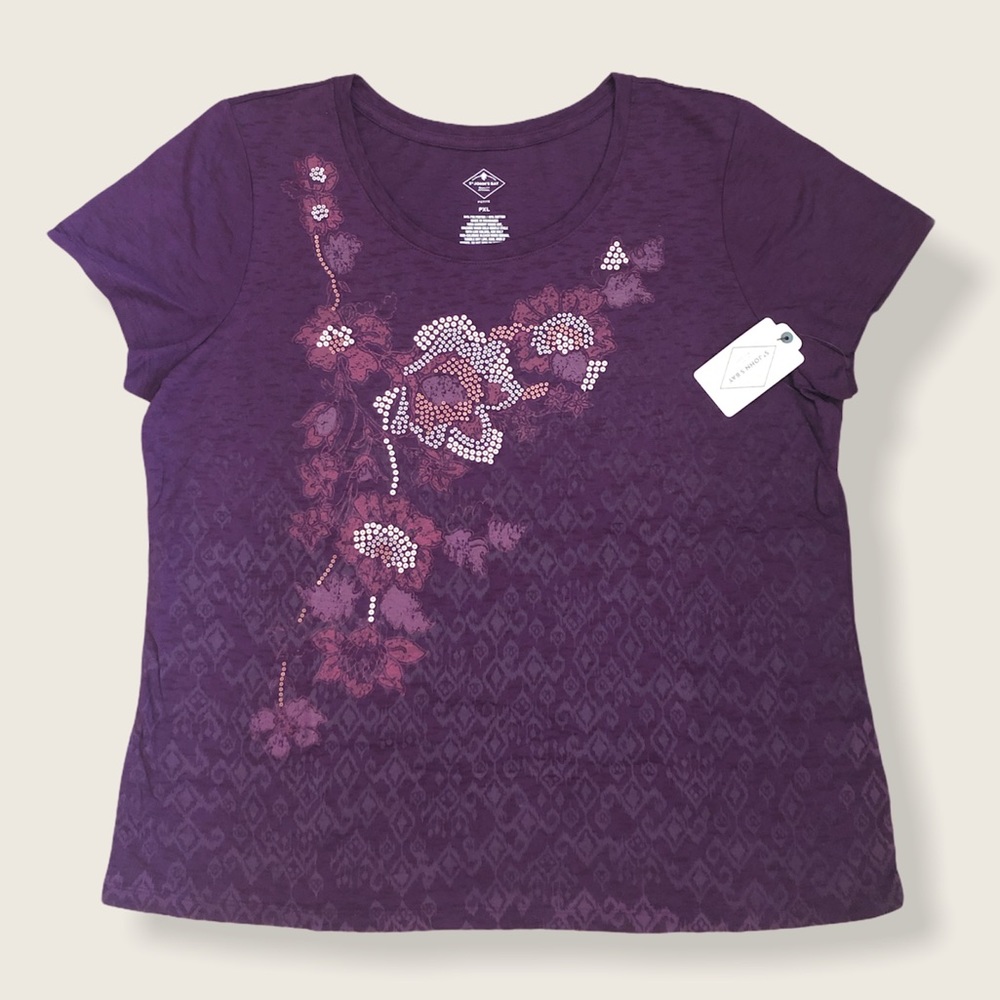 St. JOHN’s BAY FLORAL TEE (PXL)